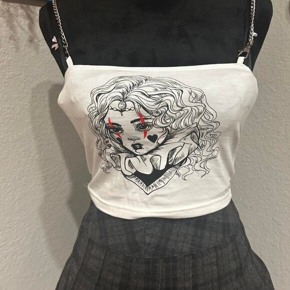 Shein White and black gothic fairy tank top - Picture 2 of 7